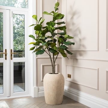 Artificial Fiddle Fig Tree UV/IFV in Lena Beige Planter