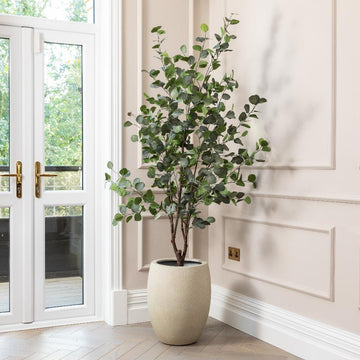 Artificial Eucalyptus Tree UV/IFV In Antique White Planter