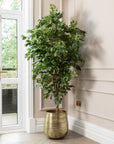 Artificial Ficus Tree UV/IFV in Gold Metal Planter